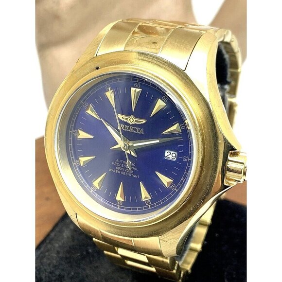 Invicta Men's Watch 2305 Pro Diver Automatic Blue Dial Gold MISSING THE BEZEL - Picture 1 of 14